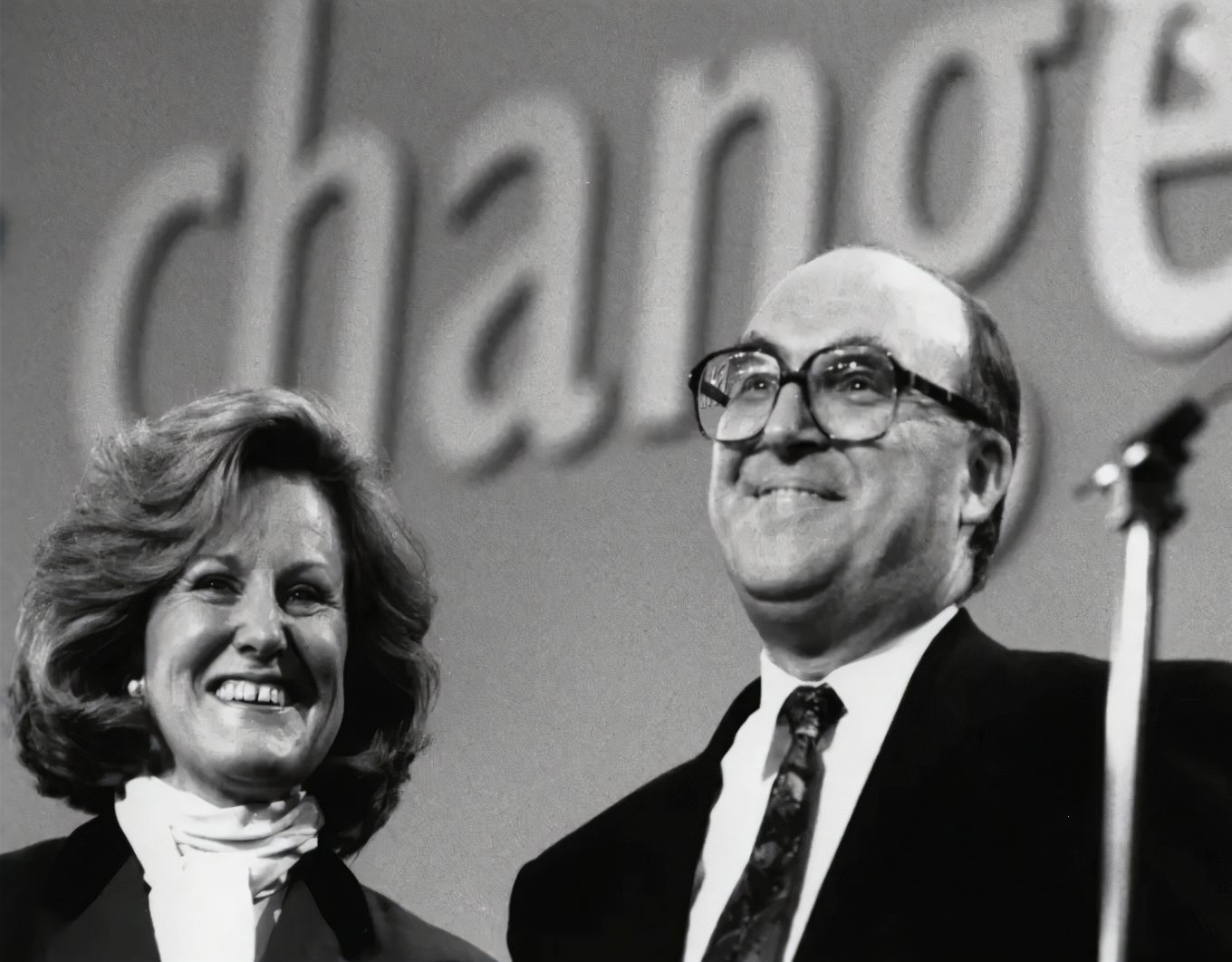 Smith wiith his wife Elizabeth after being elected Leader of the Labour Party July 18th 1992